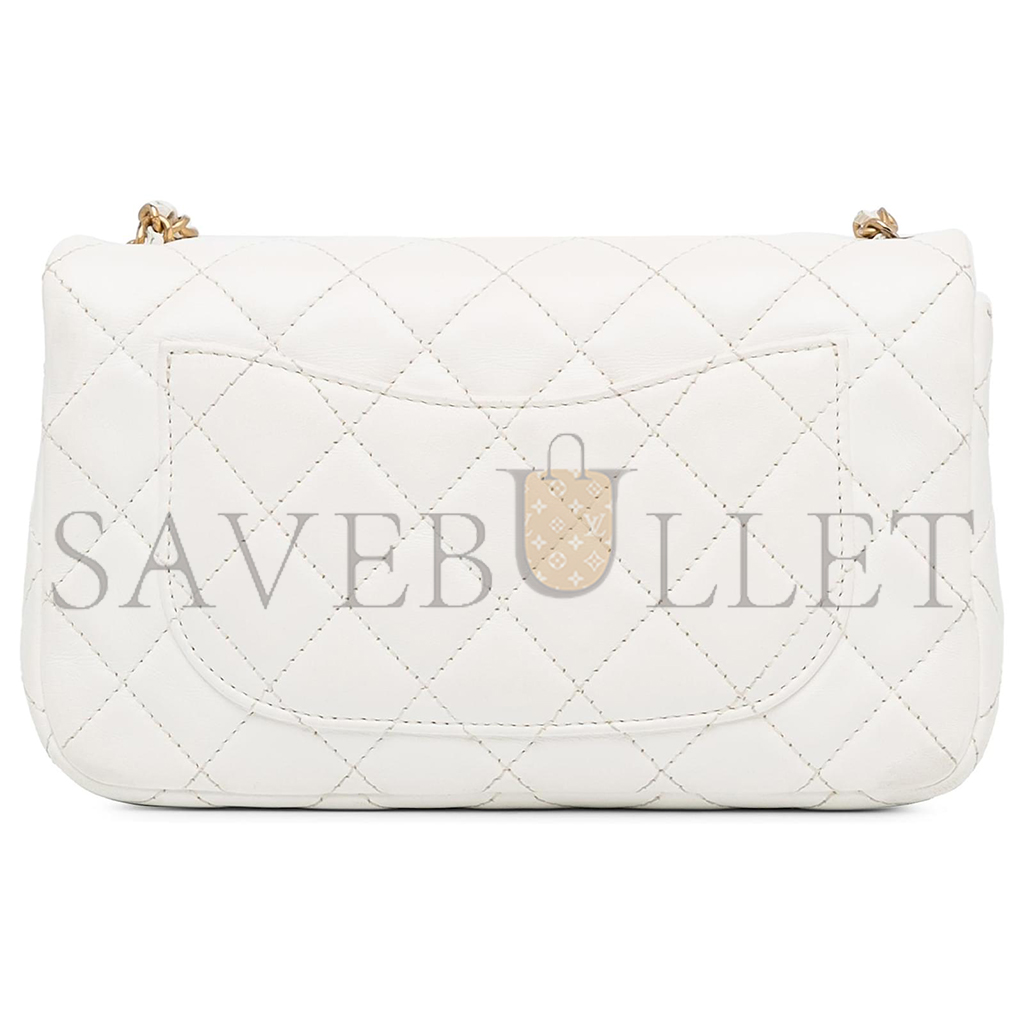 Ch*el master gold ball flap bag large mini white (20*13*7cm)